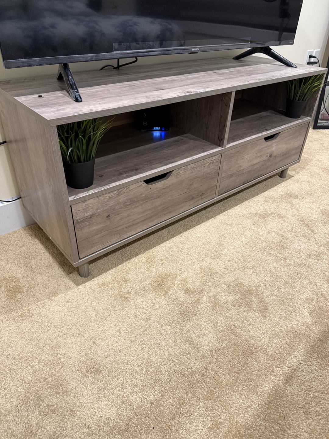 Wood TV Stand with Storage 60”