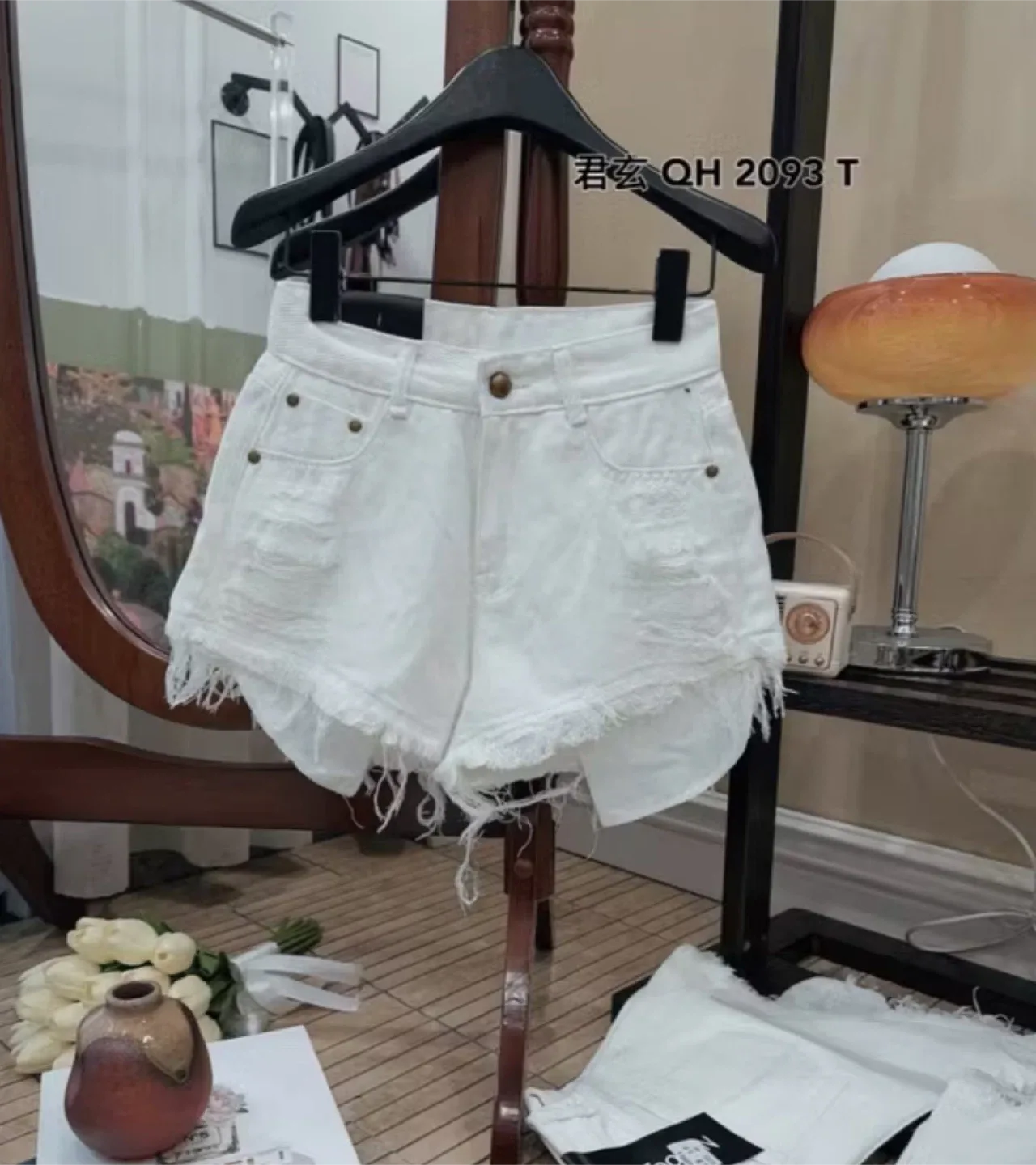 White Denim Shorts thumbnail