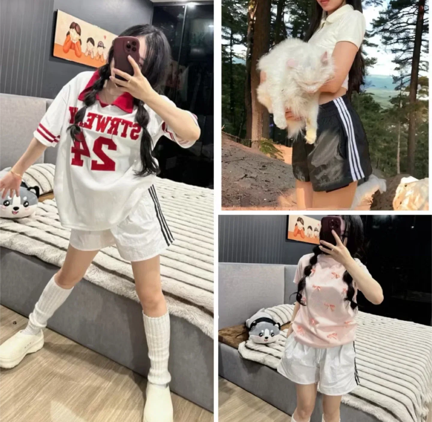 Adidas White Shorts with Black Stripes thumbnail