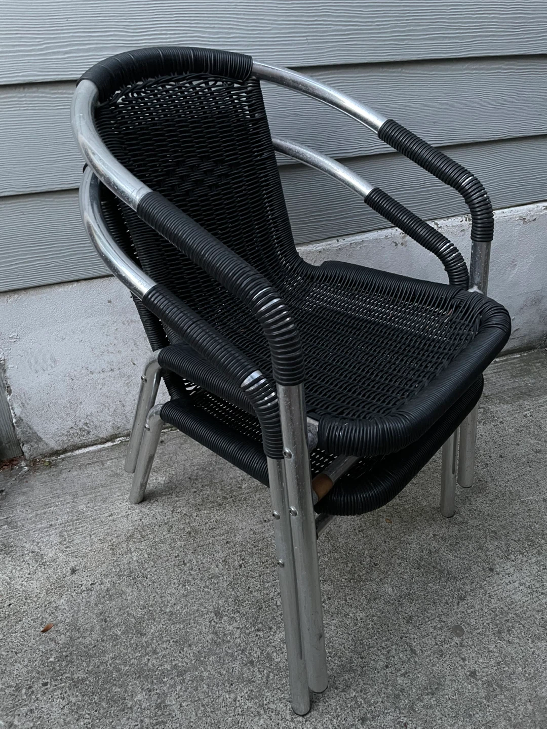 Stackable Black Wicker Outdoor Bistro Patio Chairs