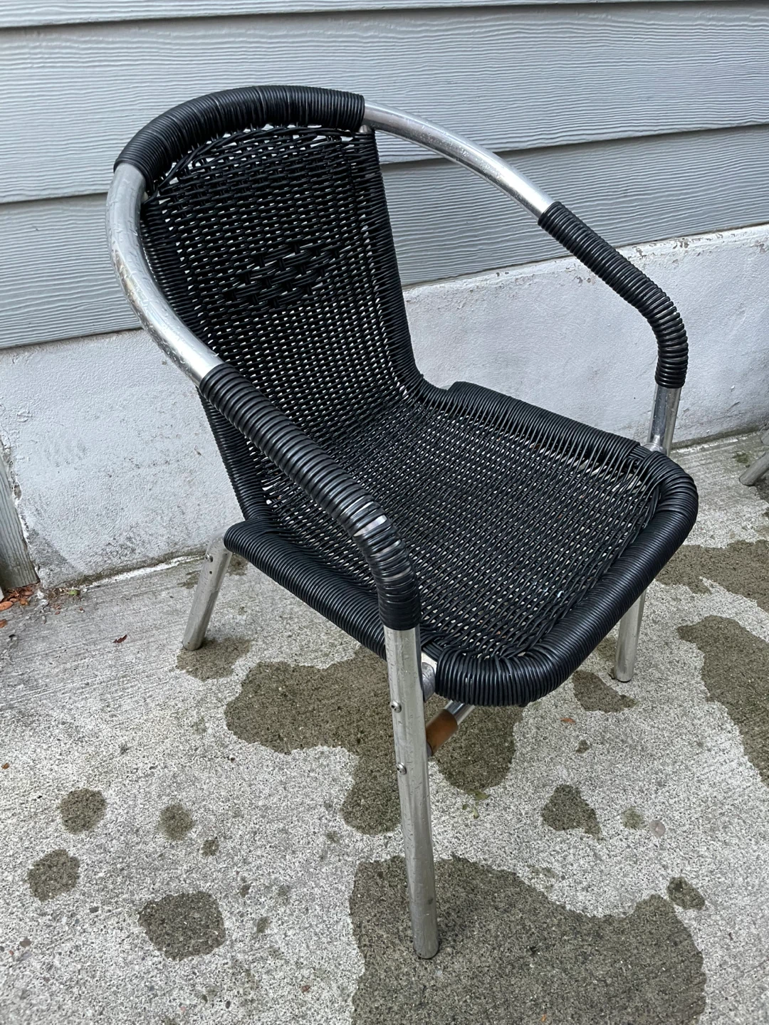 Stackable Black Wicker Outdoor Bistro Patio Chairs - photo 2