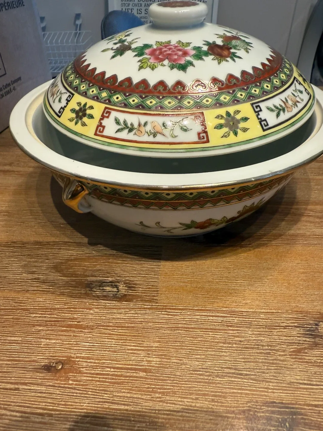 Vintage Chinese Covered Serving Bowl thumbnail