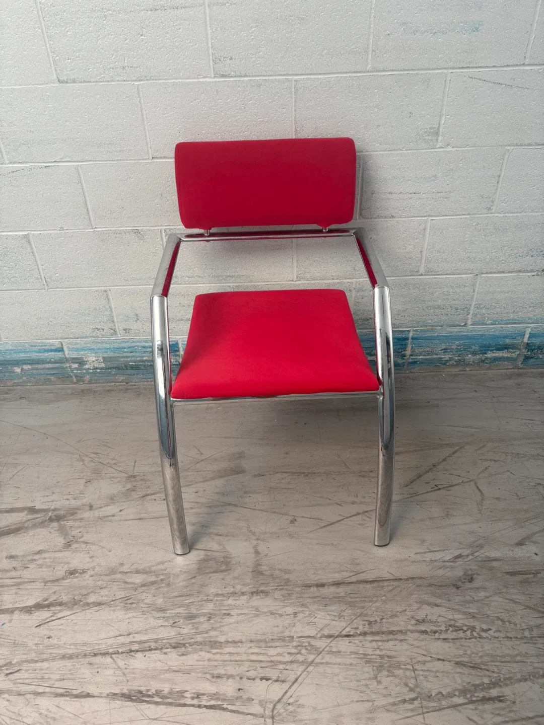 Vintage retro Red & Chrome Armchair thumbnail