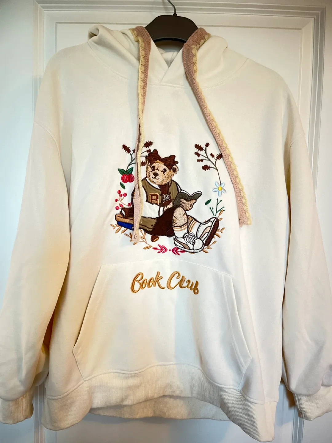 Cream Hoodie - Book Club Bear Design thumbnail