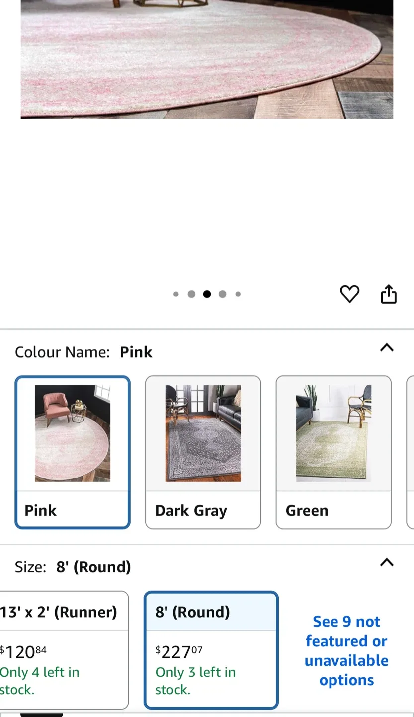 Round Abstract Area Rug - Pink, 8 ft image indicator(4)