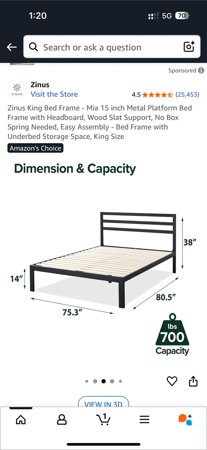 Zinus King Size Metal Platform Bed Frame