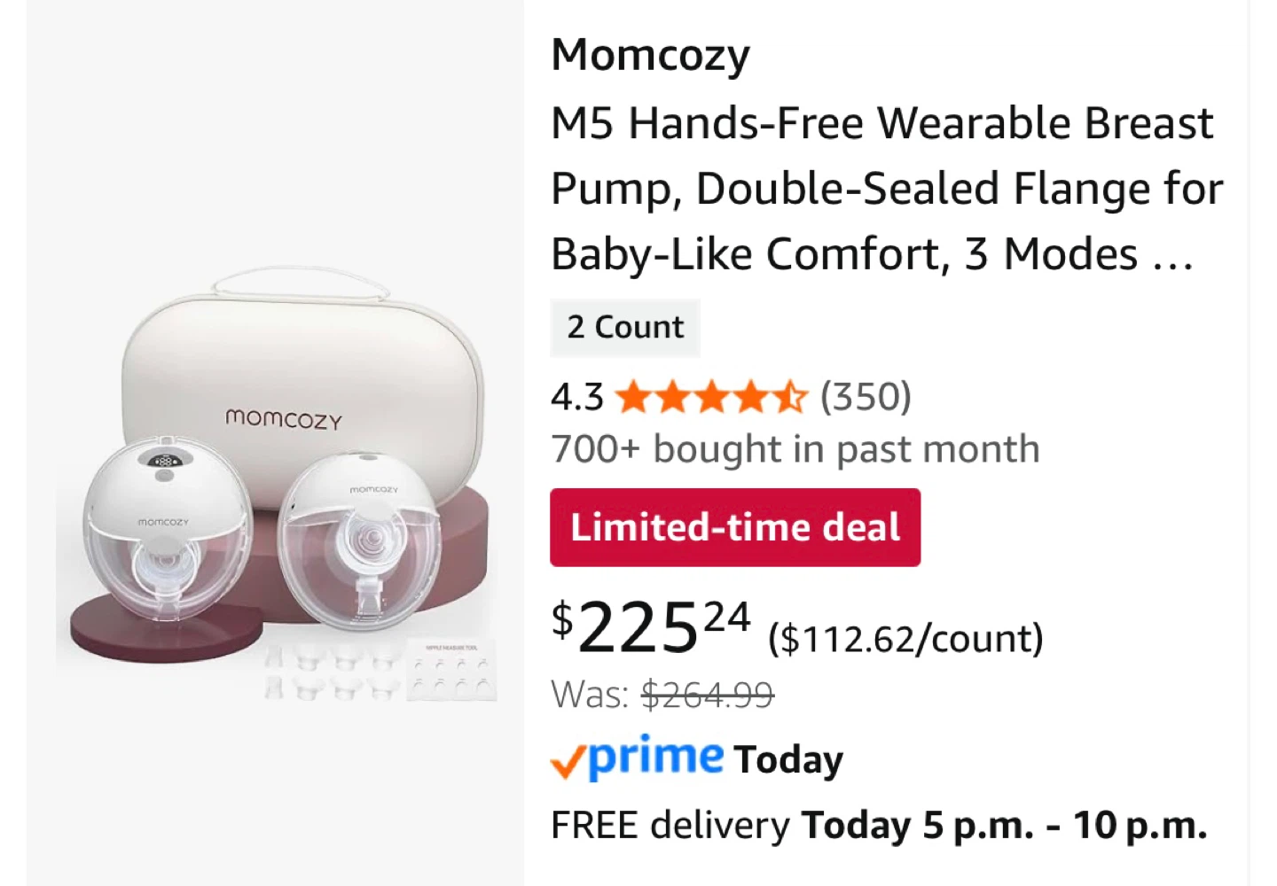 Momcozy M5 Wearable Breast Pumps - Like New!