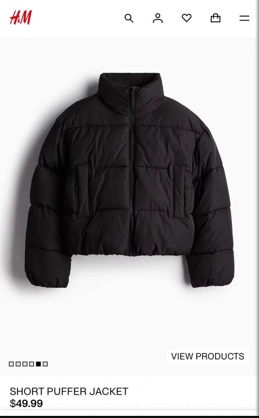 H&M Short Puffer Jacket - Black thumbnail