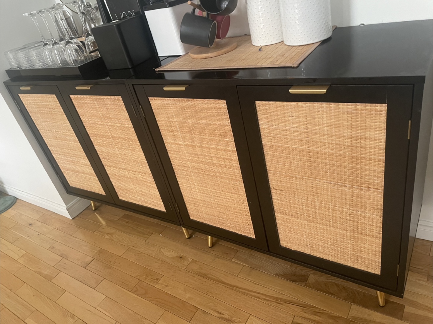 Black & Rattan Cabinet( sideboard)- set of 2 - photo 2