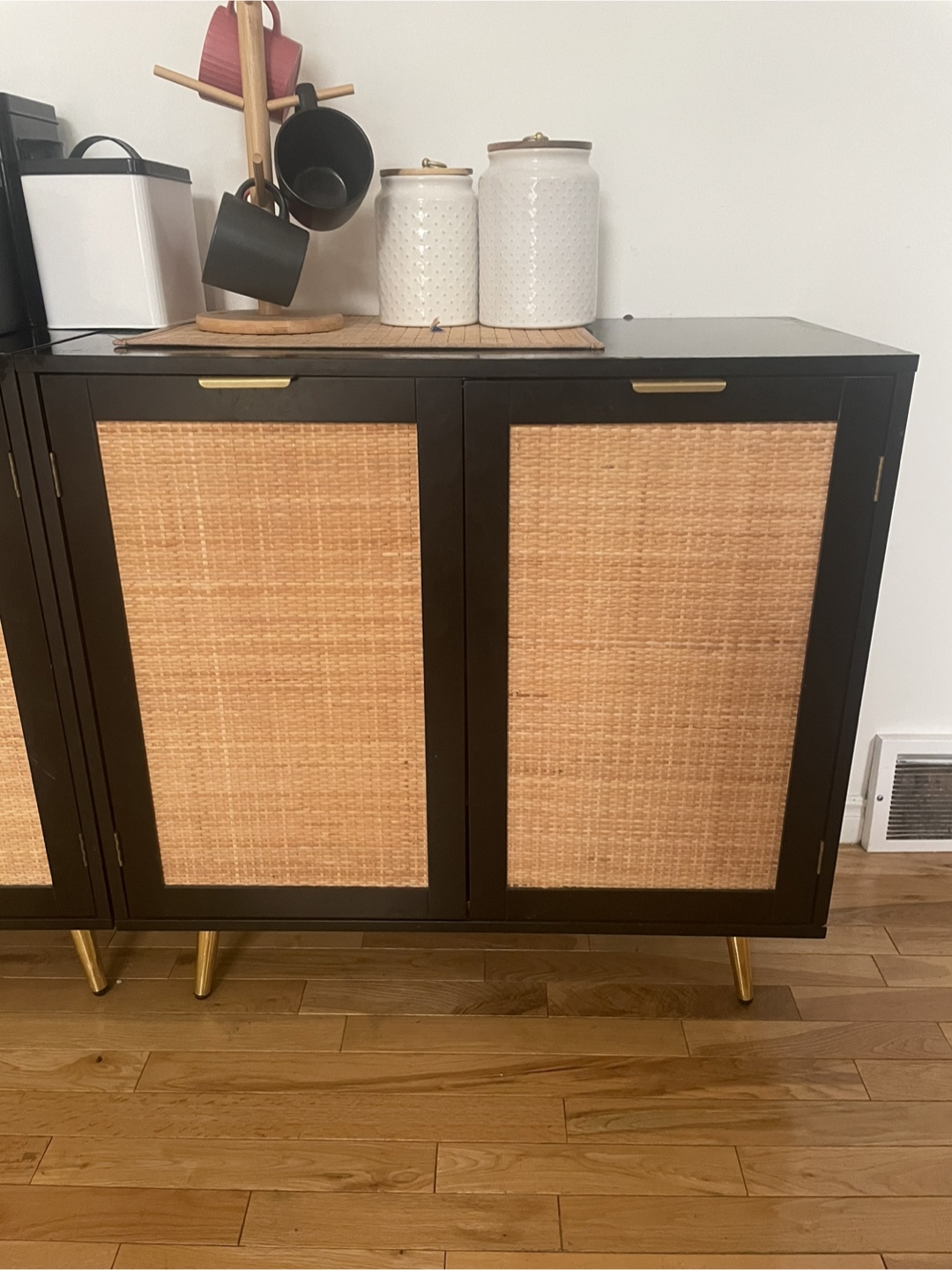 Black & Rattan Cabinet( sideboard)- set of 2 - photo 3