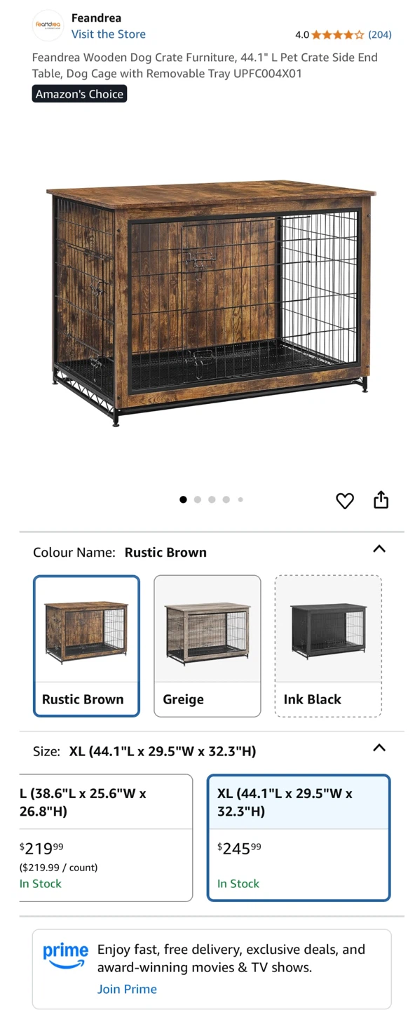 🐾 DOG CRATE 🐾- Feandrea Wooden XL Crate Furniture Table - photo 3