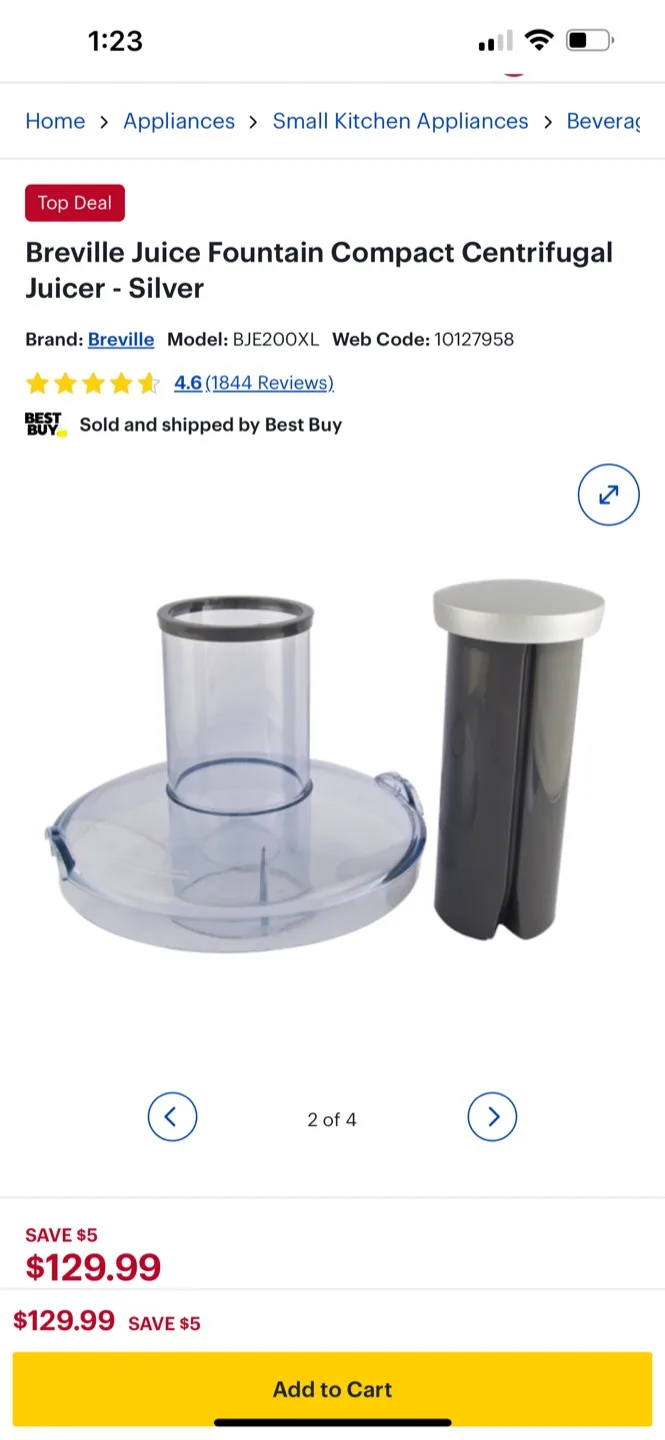 Breville Juice Fountain Compact Centrifugal Juicer - Silver image indicator(5)