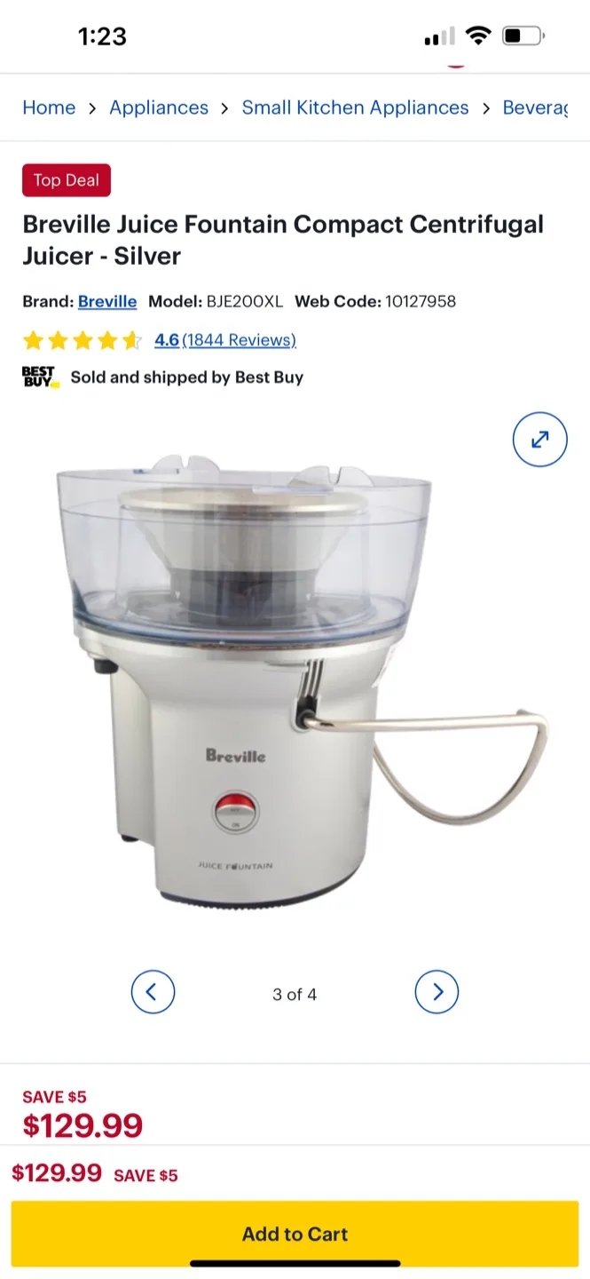 Breville Juice Fountain Compact Centrifugal Juicer - Silver image indicator(4)