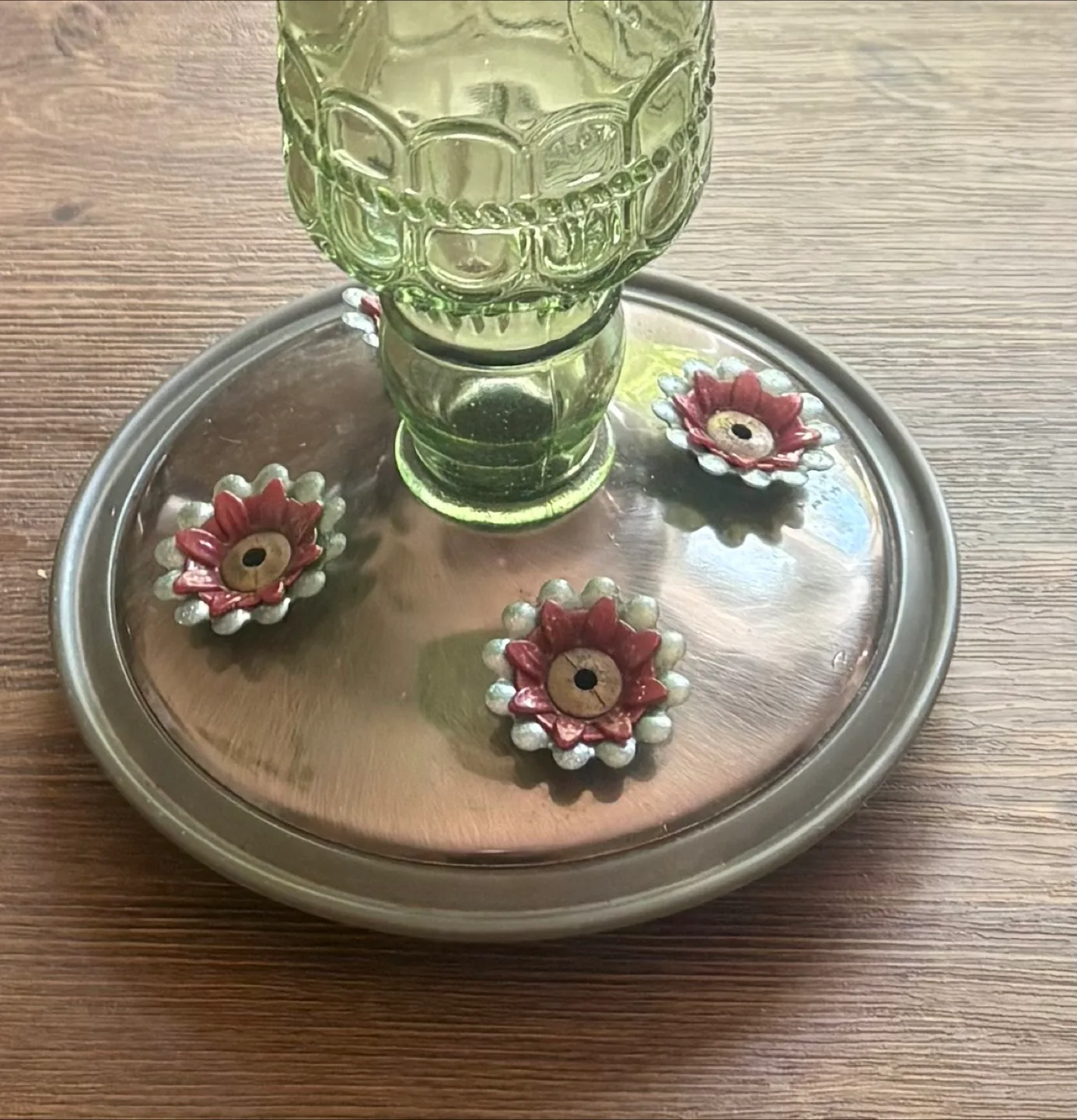 🥕 Vintage Green Glass Hummingbird Feeder image indicator(2)