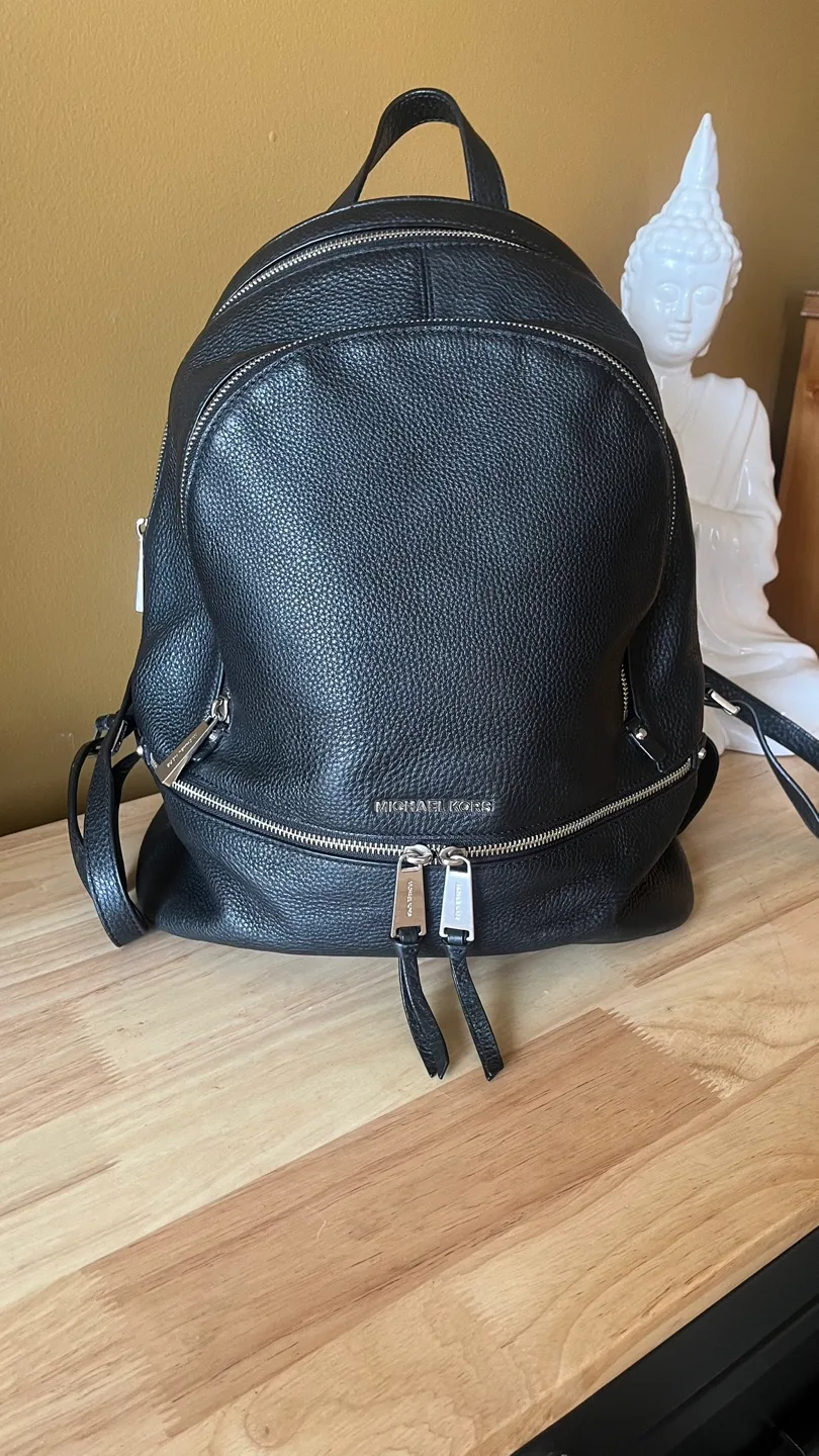 Michael Kors Black Leather Backpack thumbnail