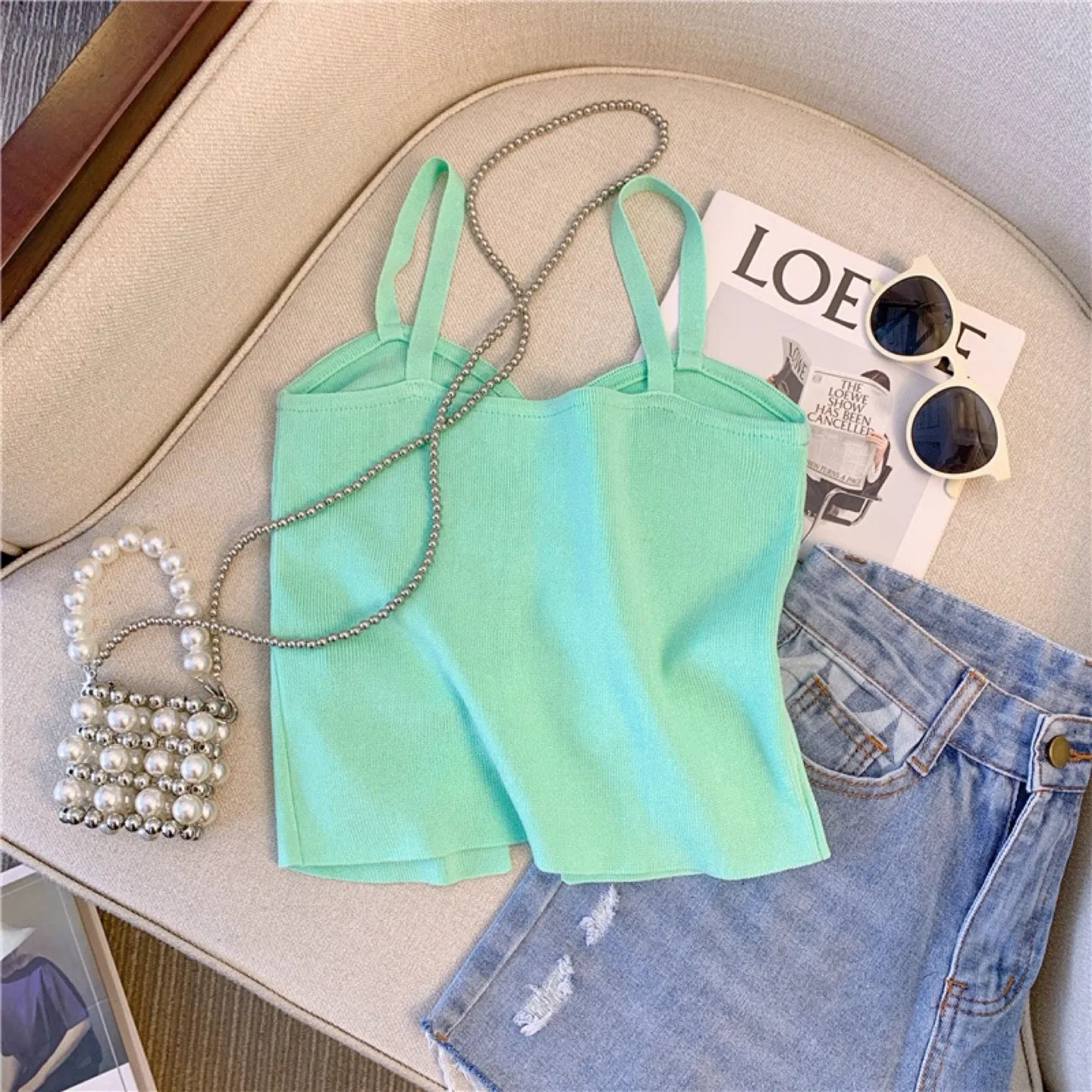 Mint Green Knit Tank Top image indicator(3)