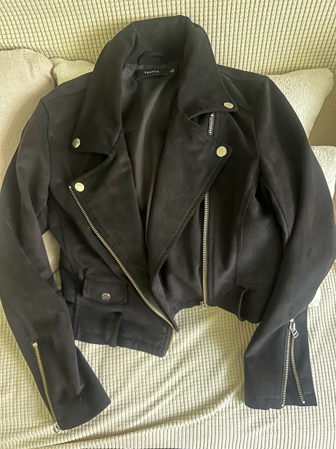 Talula Black Suede Moto Jacket - XS thumbnail