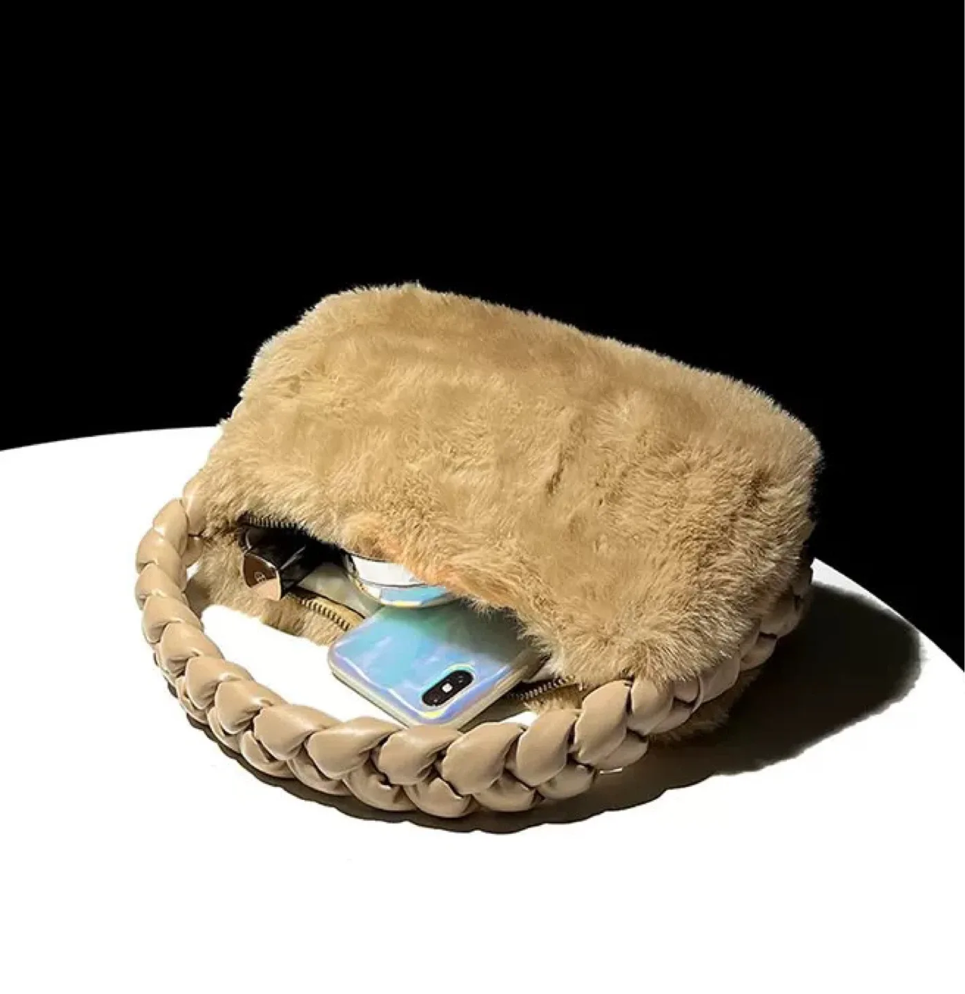 🥕Fuzzy Beige Shoulder Bag thumbnail