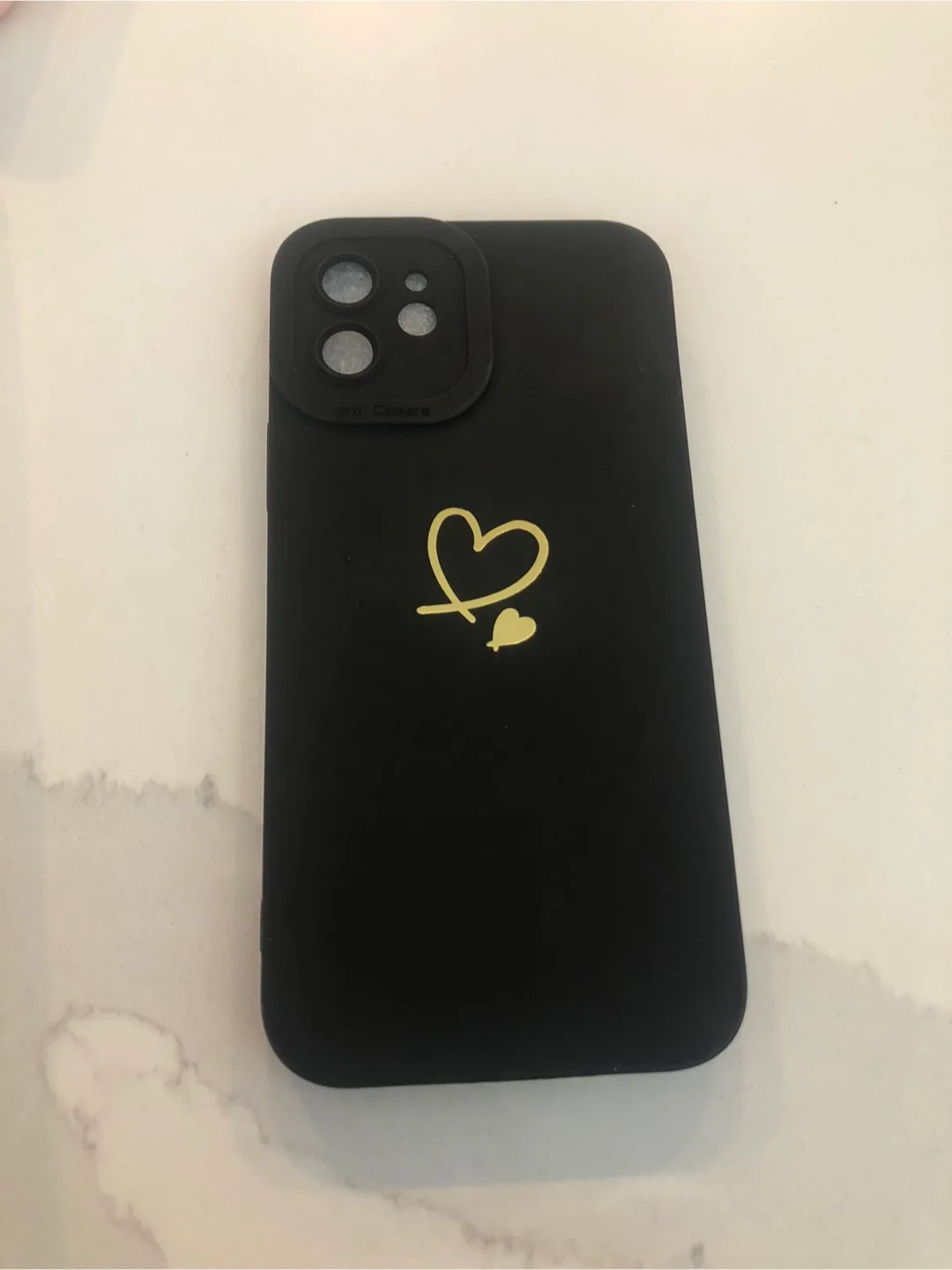 iPhone 12 Case - Black with Gold Heart thumbnail