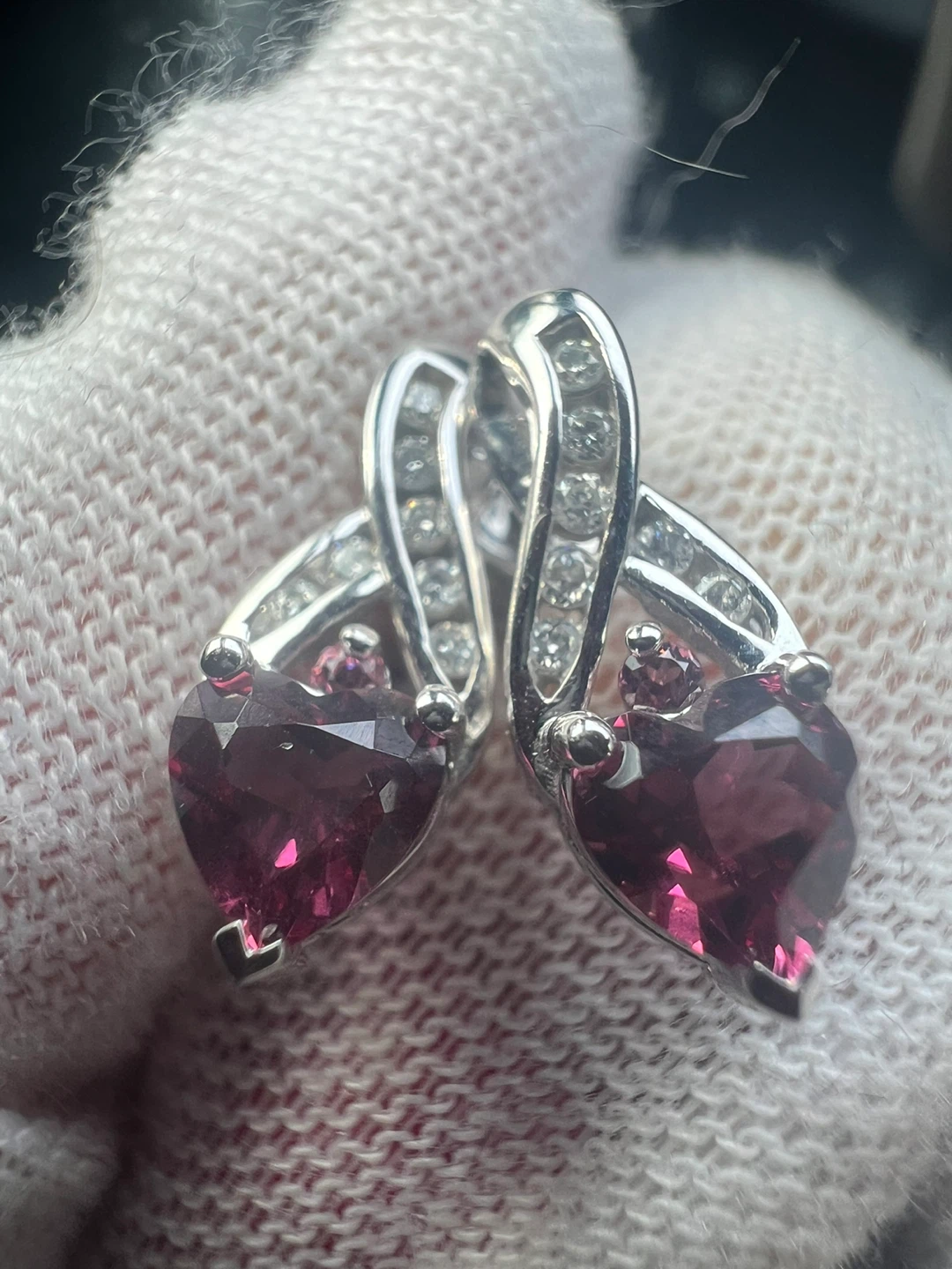 10 k pink tourmaline and diamonds earrings - photo 2