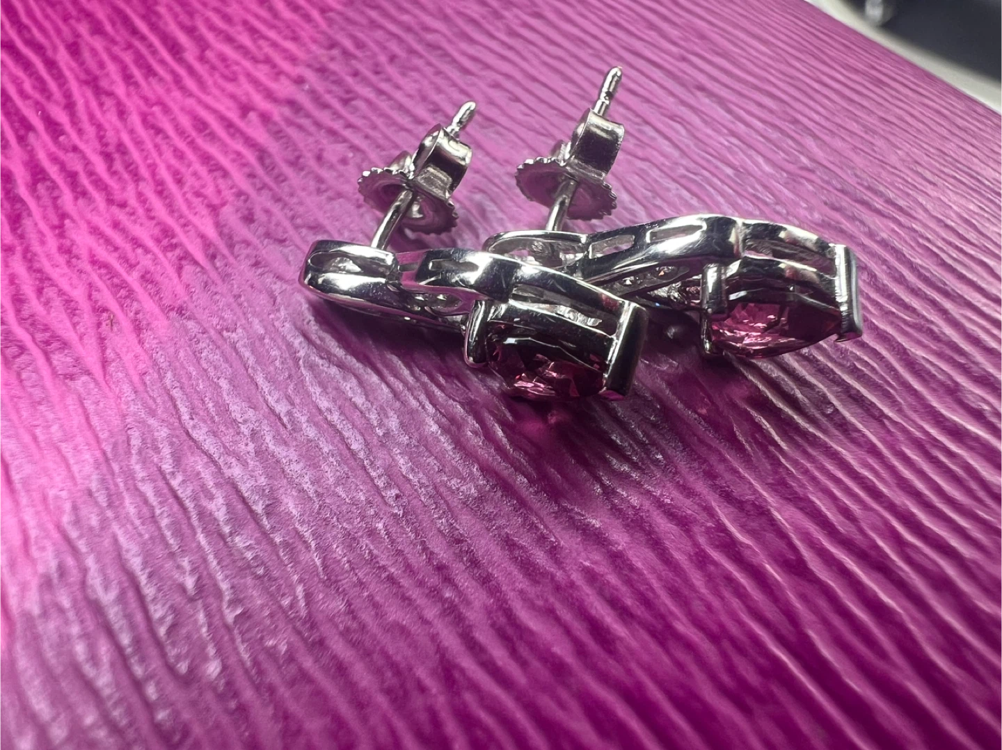 10 k pink tourmaline and diamonds earrings - photo 5