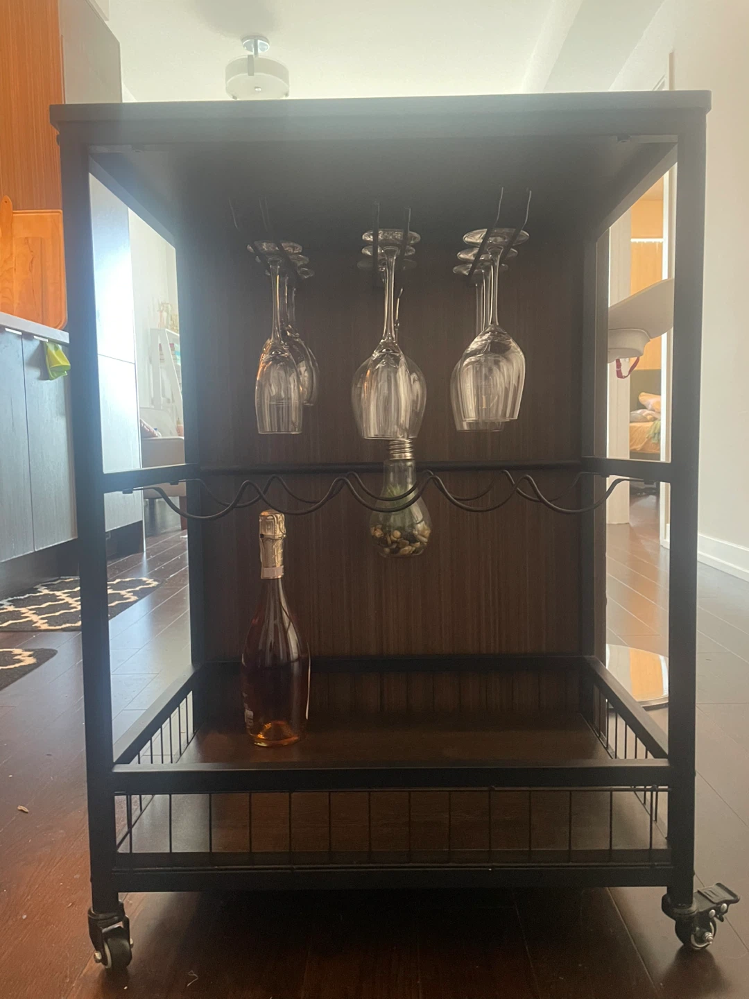Rolling Bar Cart with Wine Rack & Glass Holder - photo 3