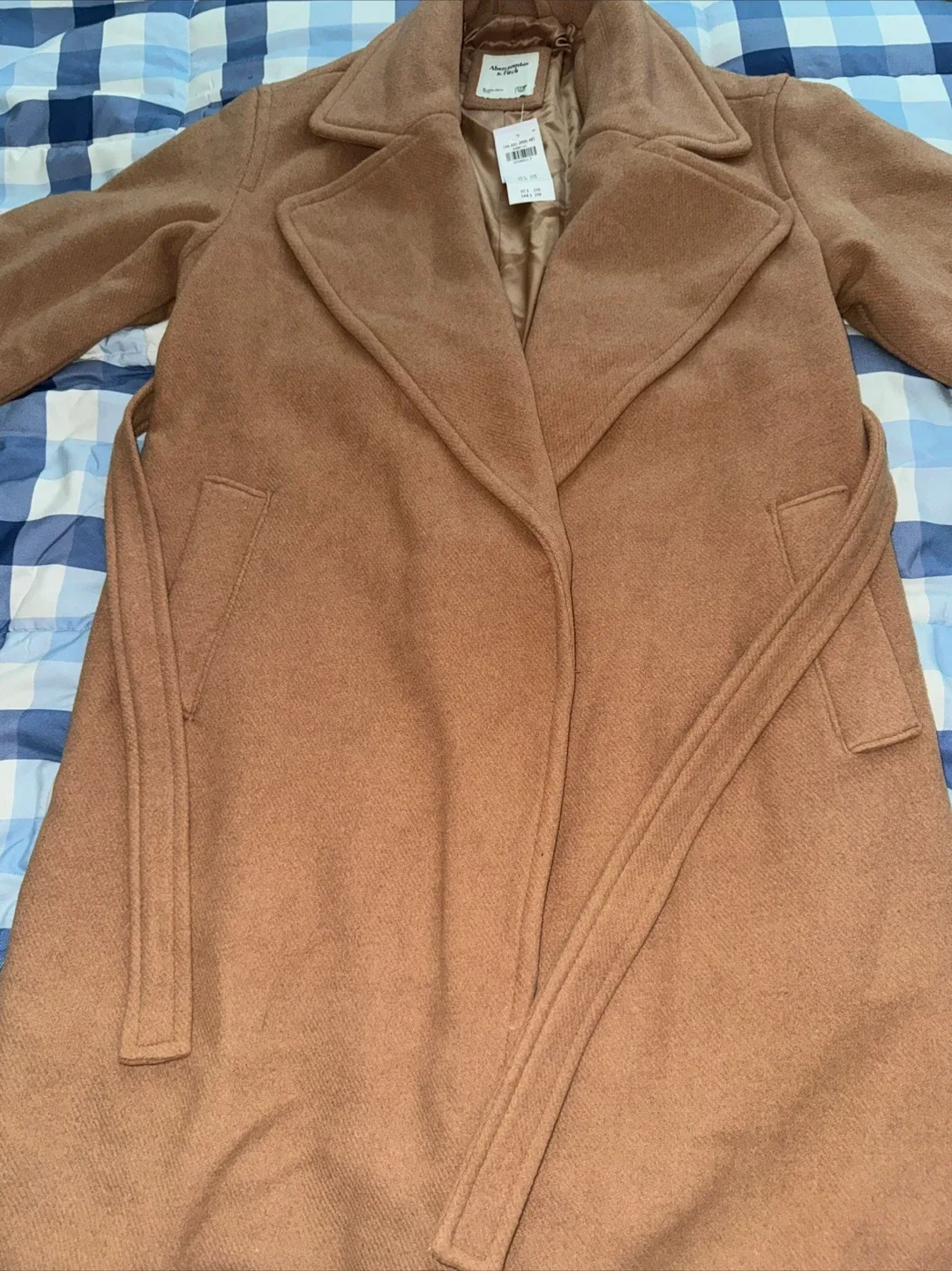 Abercrombie & Fitch Tan Wool Blend Belted Coat thumbnail