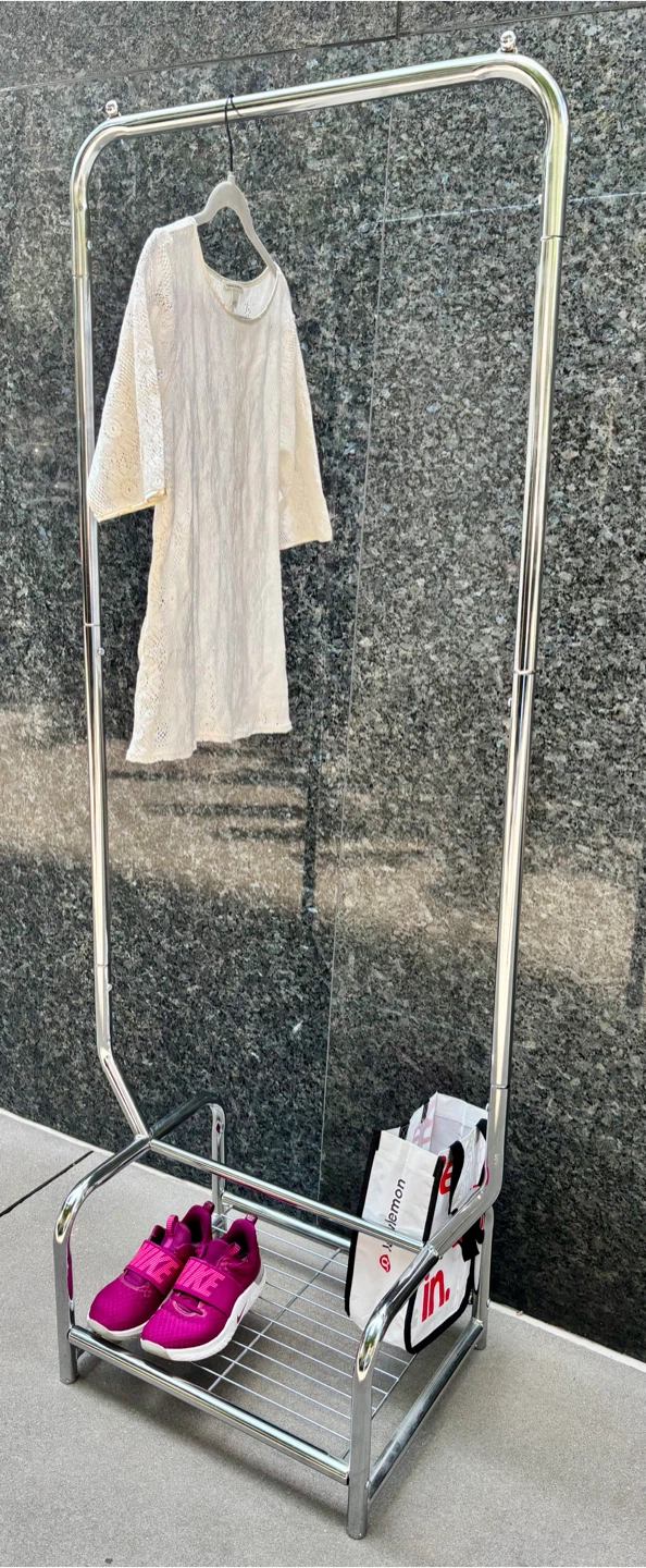 Chrome Clothes Rack with Bottom Shelf