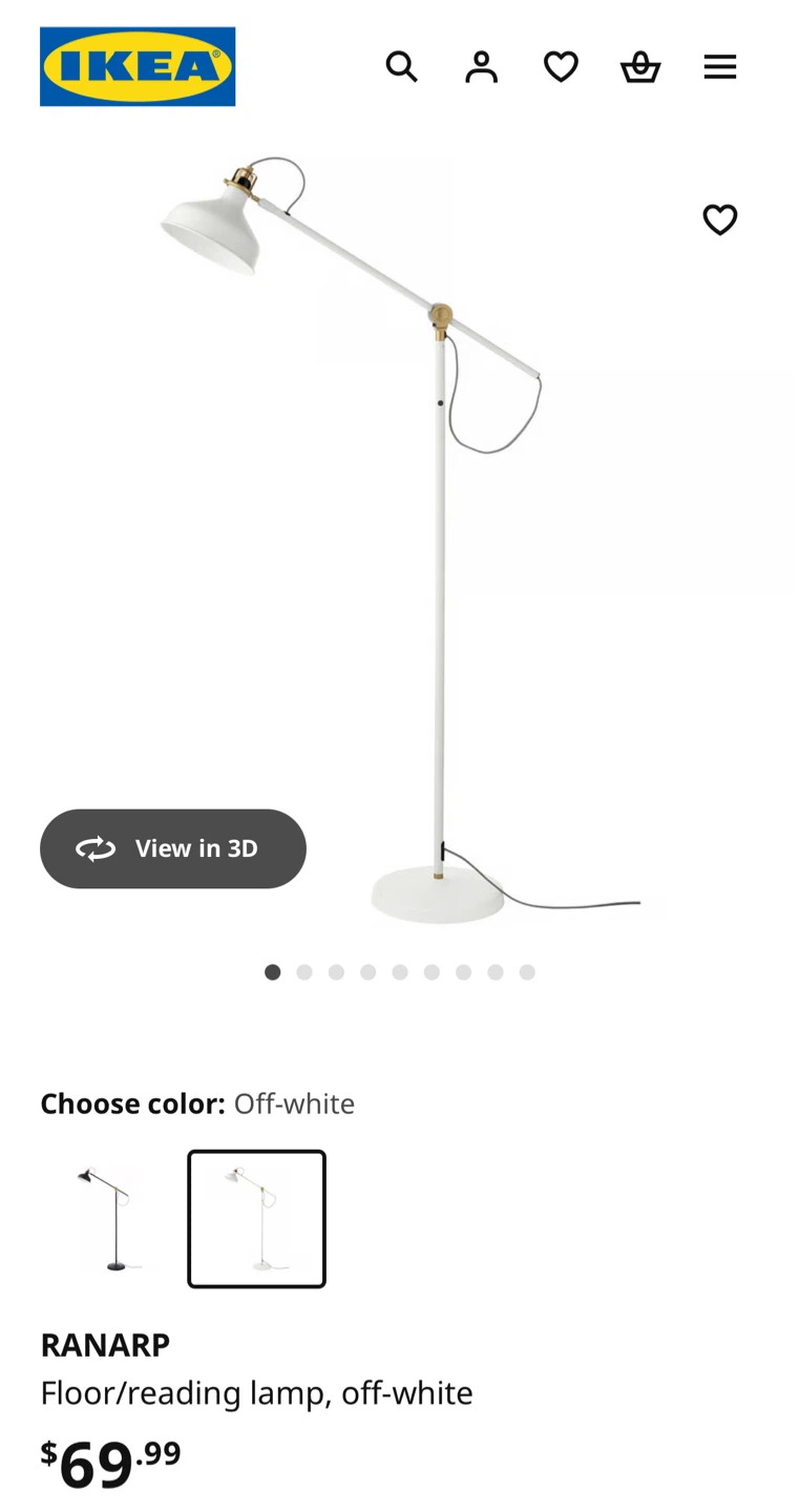 IKEA RANARP Floor/Reading Lamp - Off-White