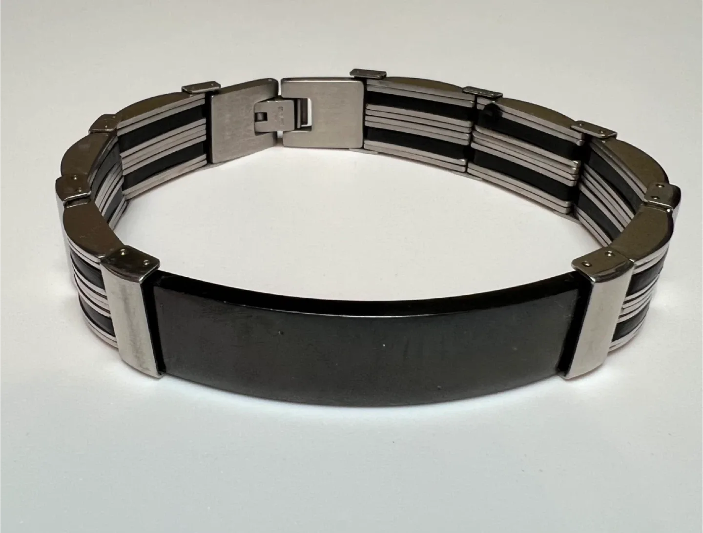 Men's Stainless Steel and Black Bracelet thumbnail