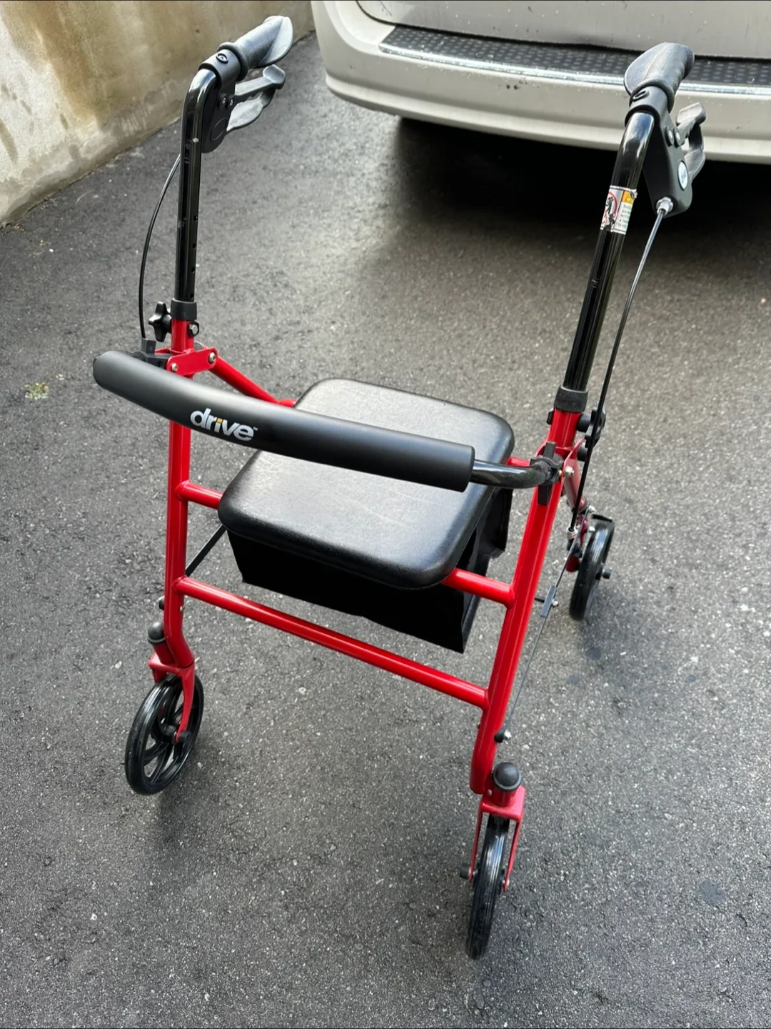 Drive Medical Rollator Walker with Seat - Red thumbnail