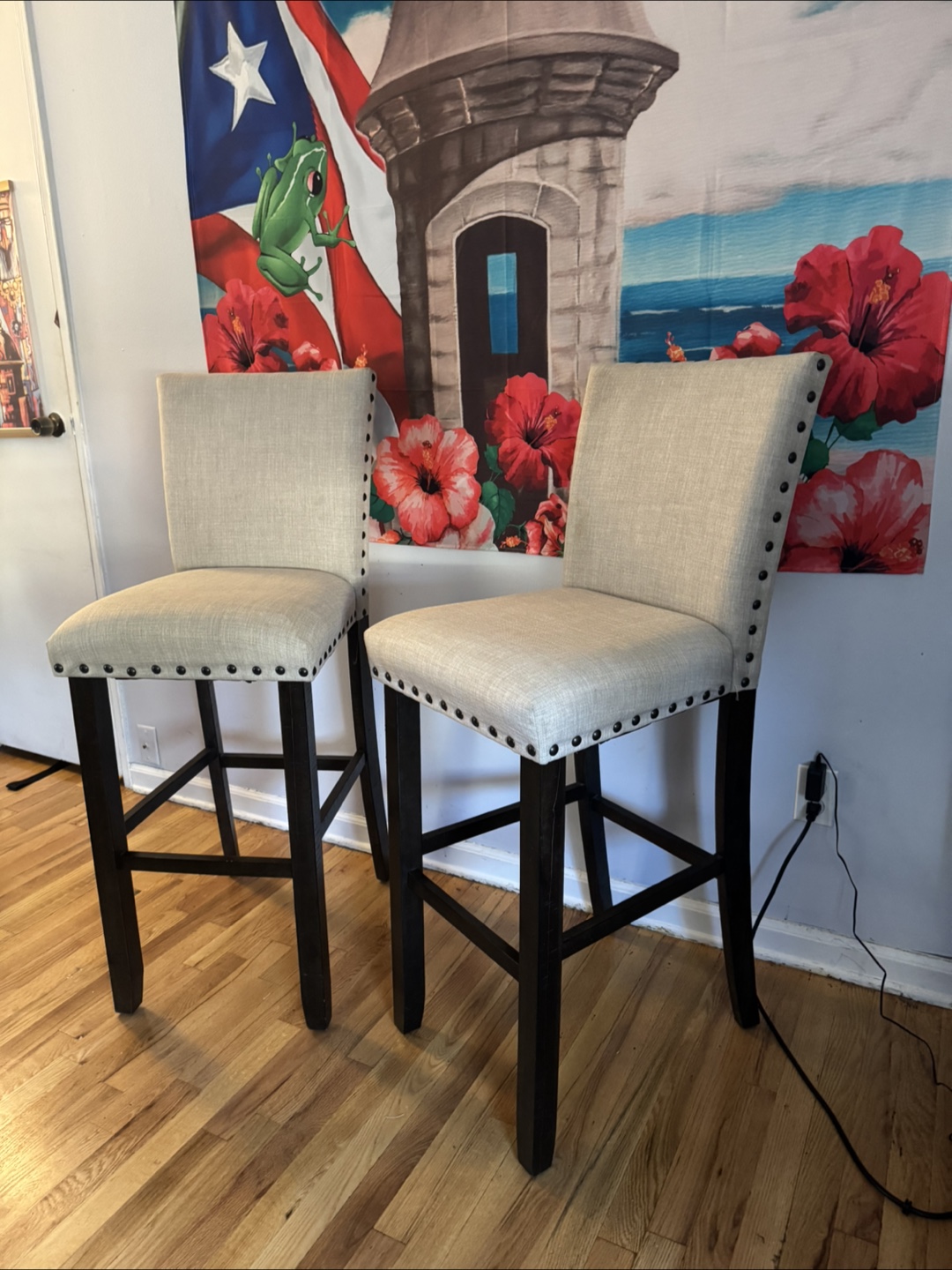 Set of 2 Beige Bar Stools - photo 2