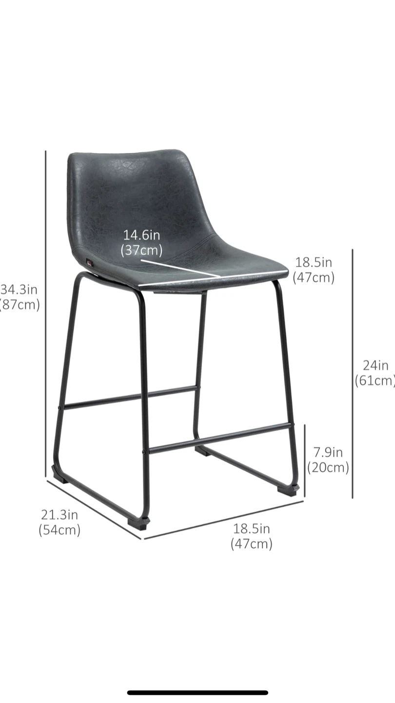 New HOMCOM Counter Height Bar Stools Set of 2, - photo 3