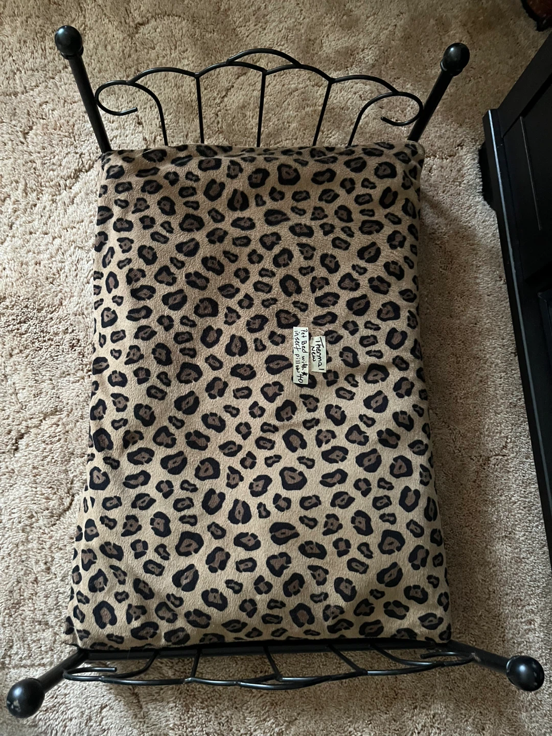 Black Metal Pet Bed with new thermal cushion