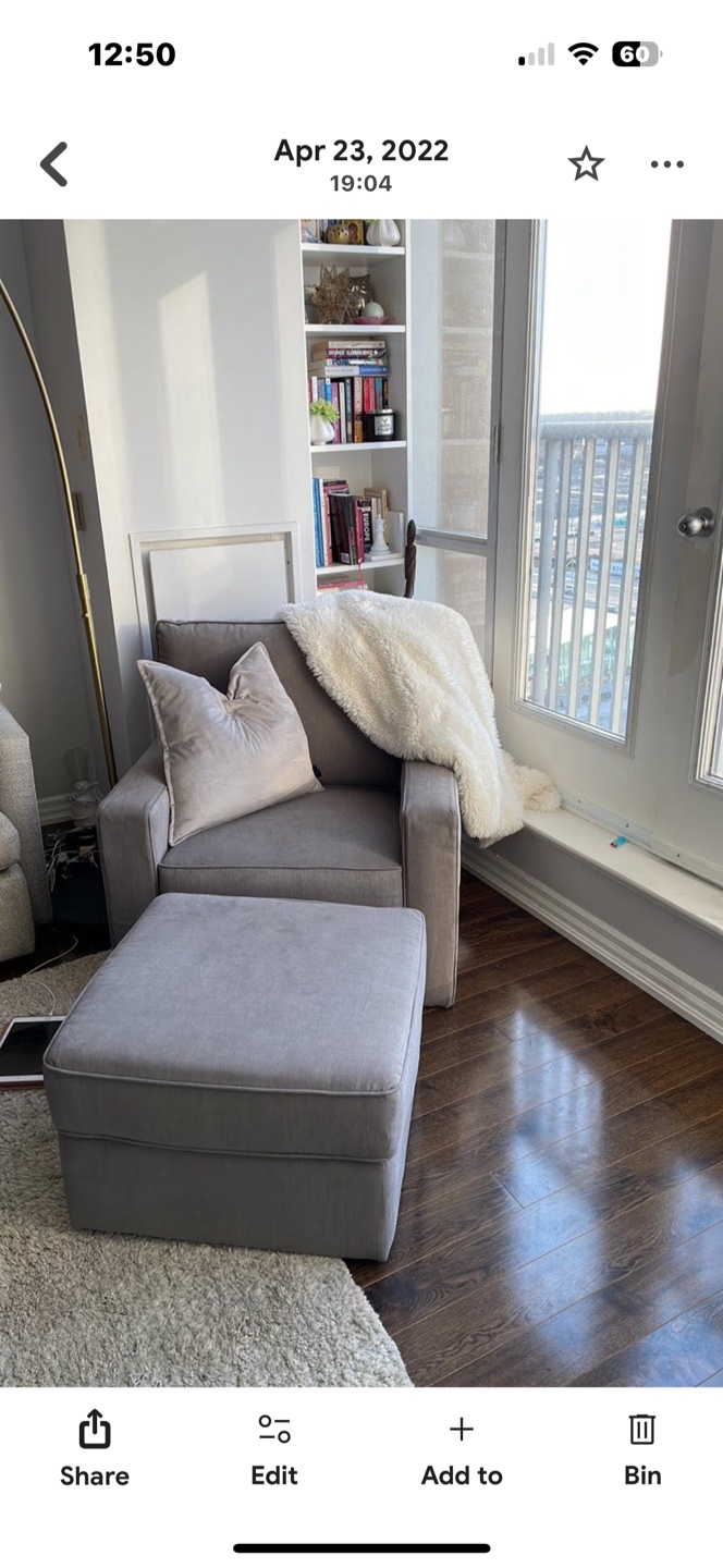 Gray Armchair with Ottoman - photo 3