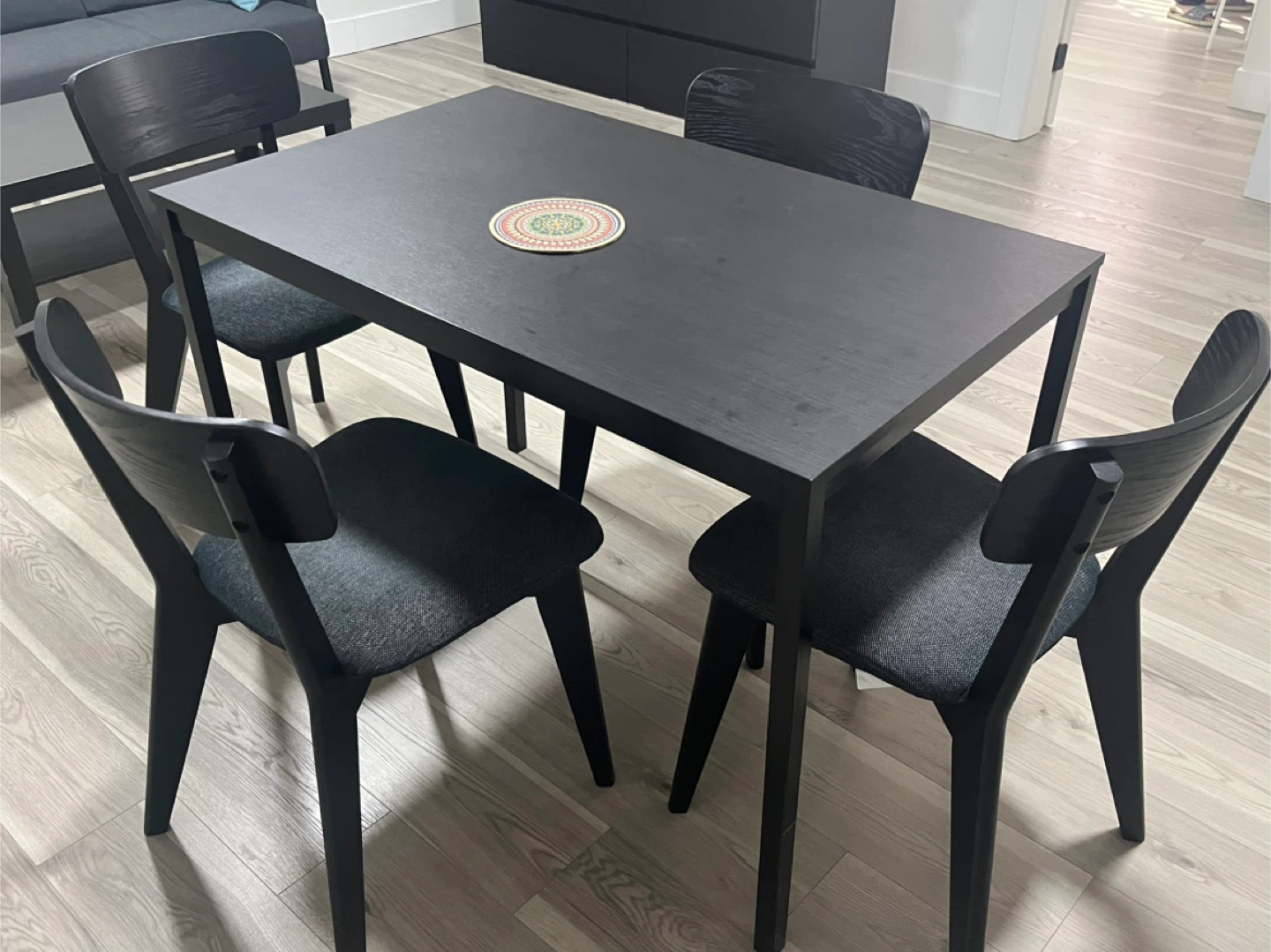 IKEA LERHAMN Black Dining Table with 4 Chairs