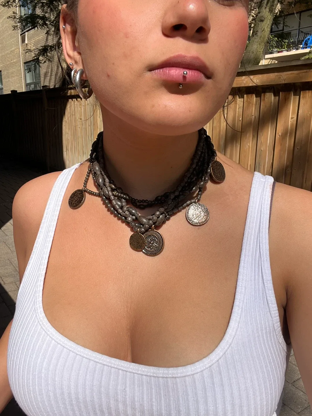 Unique Beaded Coin Necklace thumbnail