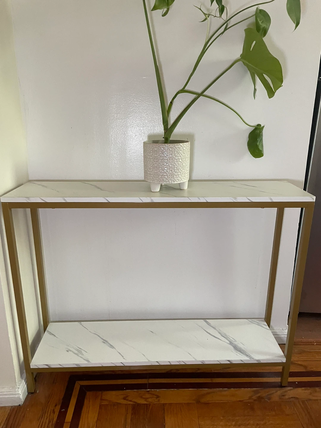2 level Gold & White Console Table, 38x30 inches - photo 4