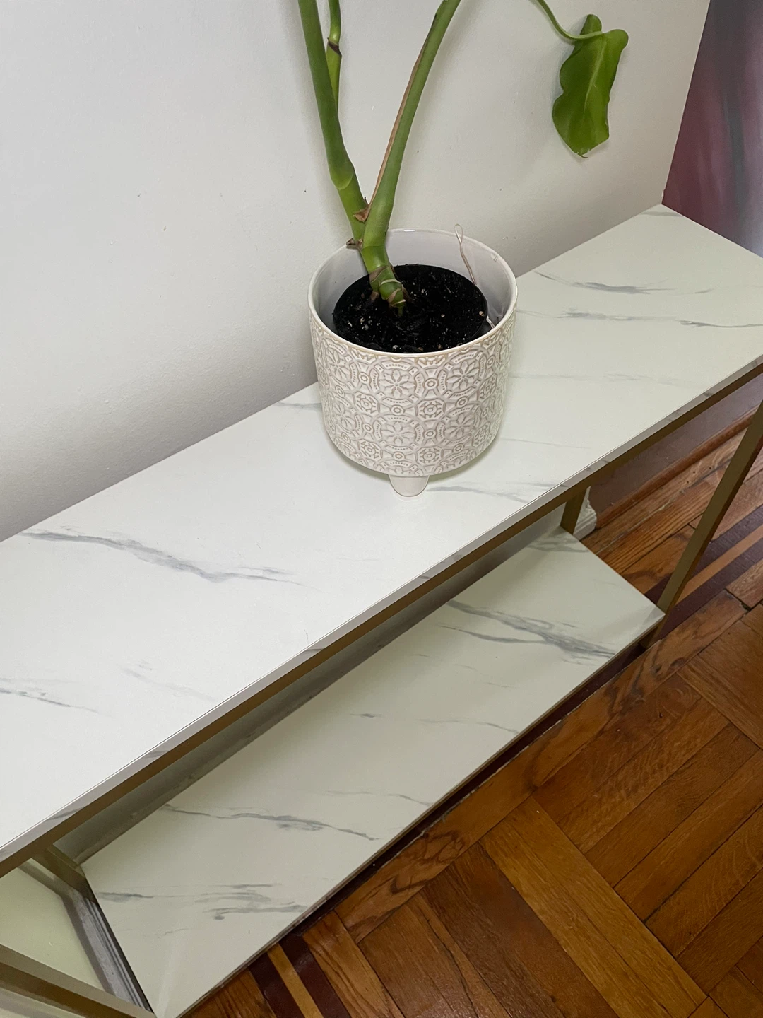2 level Gold & White Console Table, 38x30 inches - photo 3