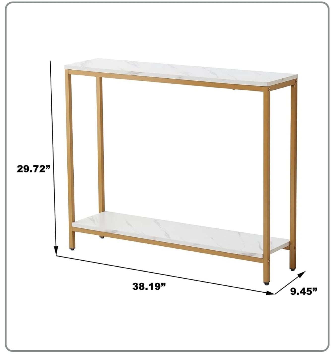 2 level Gold & White Console Table, 38x30 inches - photo 2