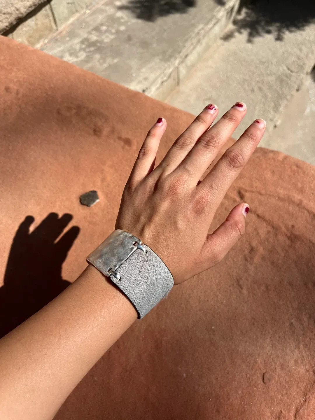 Leather Silver Tone Cuff Bracelet thumbnail