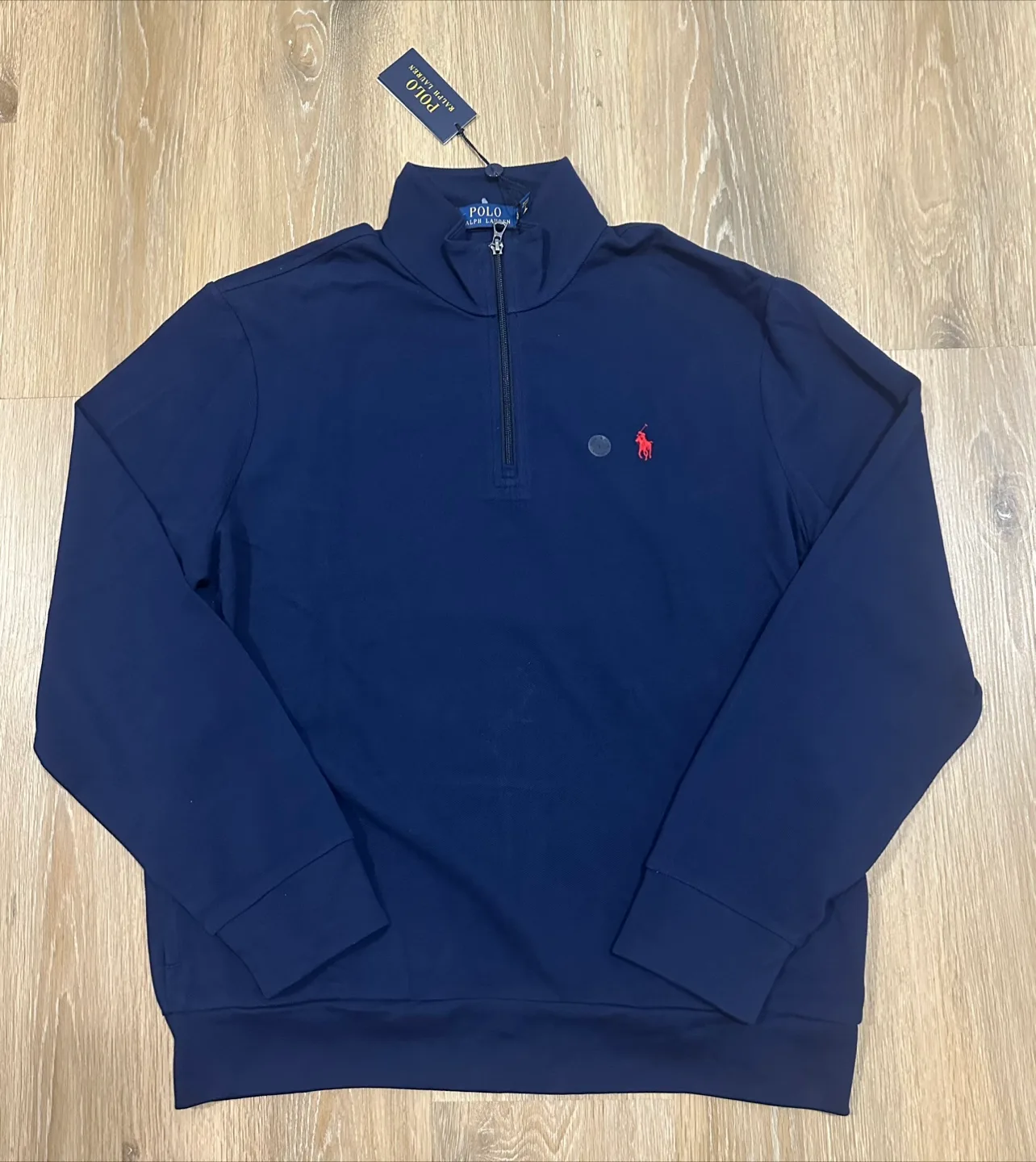 Ralph Lauren Polo Dark Blue Half Zip Mesh Shirt thumbnail