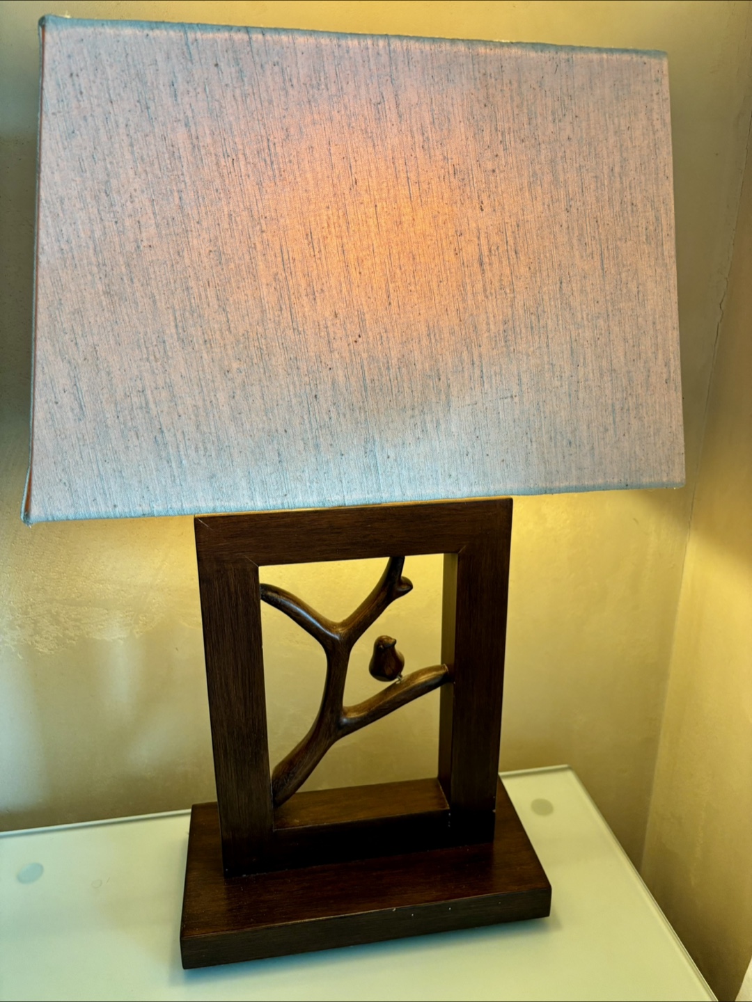 Table Lamp with Wooden Bird Design