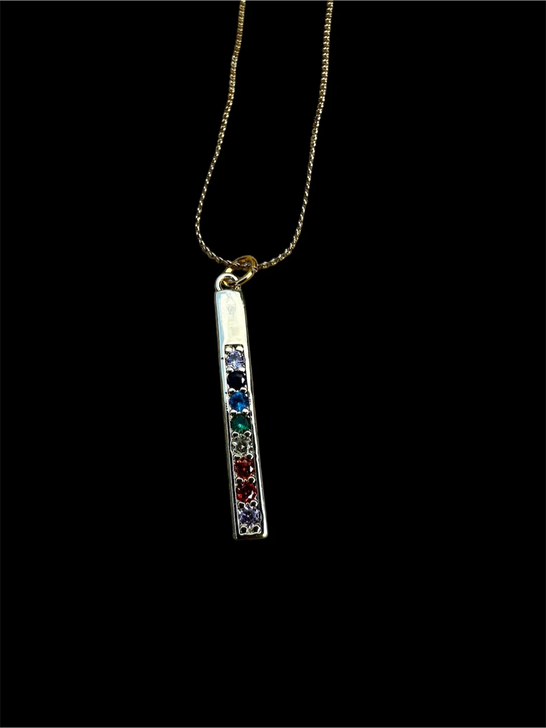 Rainbow Gemstone Bar Necklace - photo 2