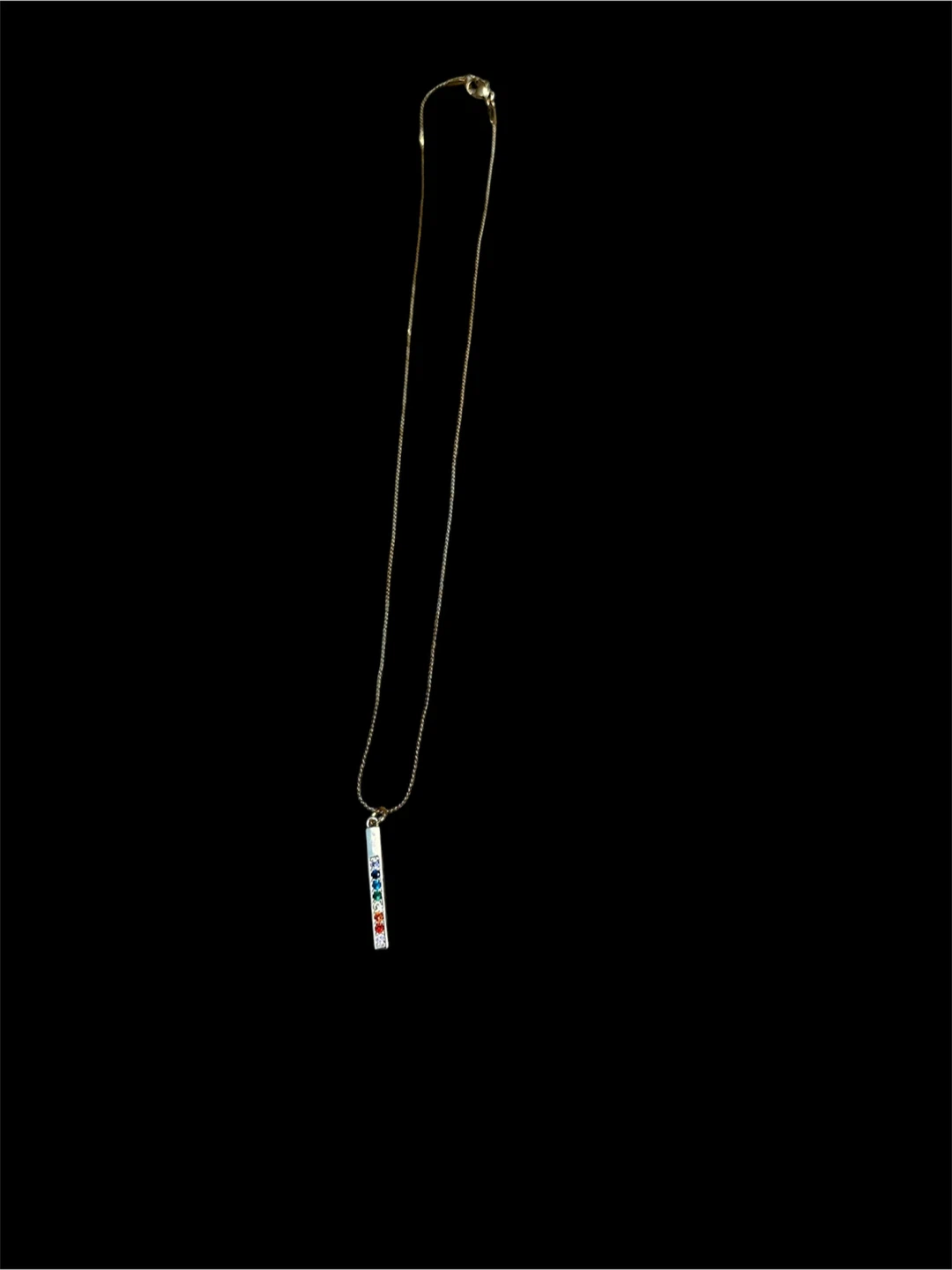 Rainbow Gemstone Bar Necklace