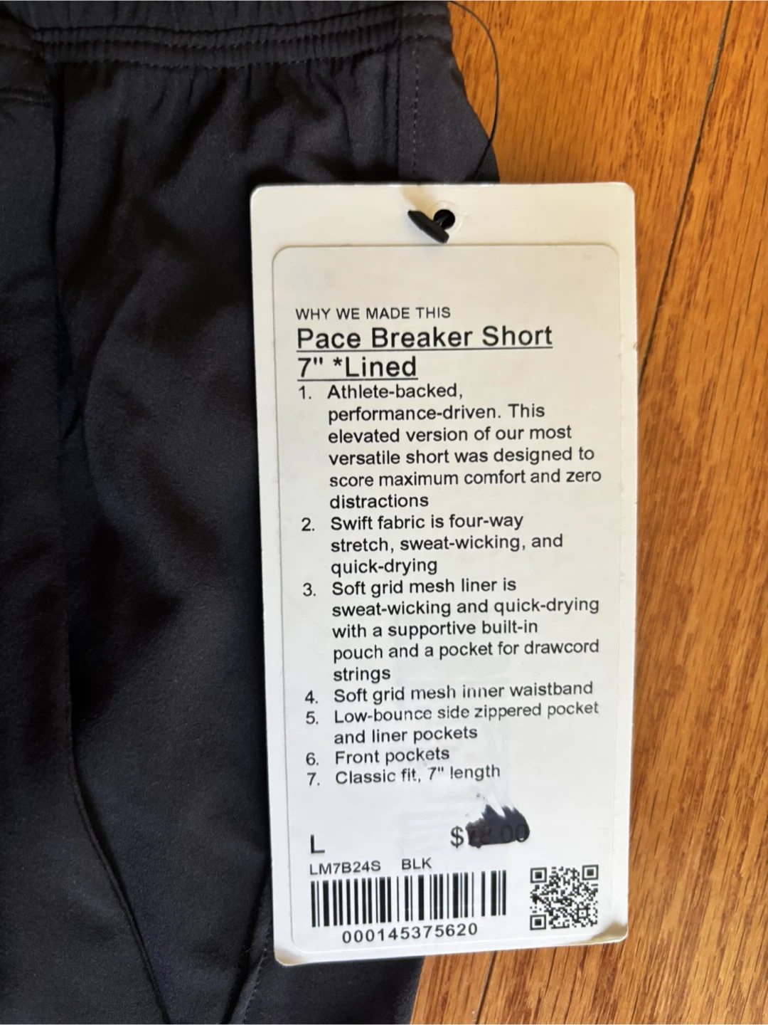 BMWT Men’s Lululemon Pace Breaker 7" Lined Short - Black, Size L - photo 2