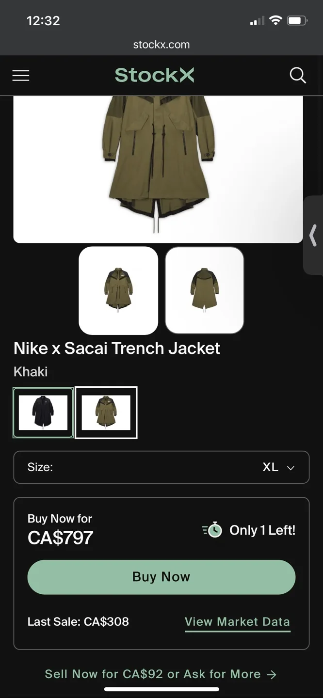 Nike x Sacai Trench Jacket XL image indicator(4)