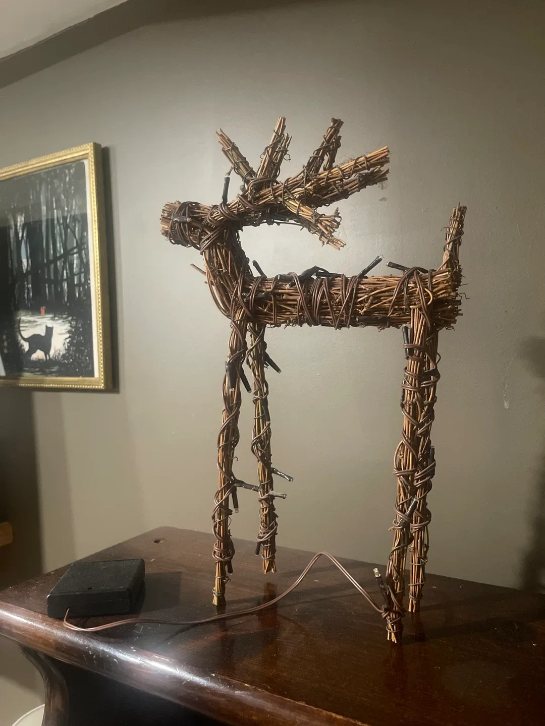 Willow Reindeer Decoration with Lights thumbnail