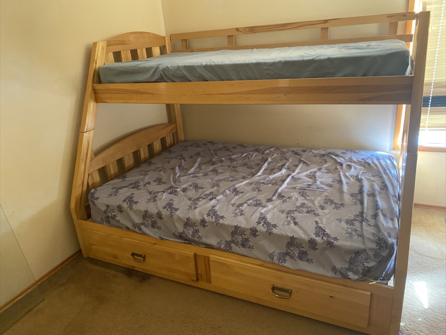 Wooden Bunk Bed with Dresser