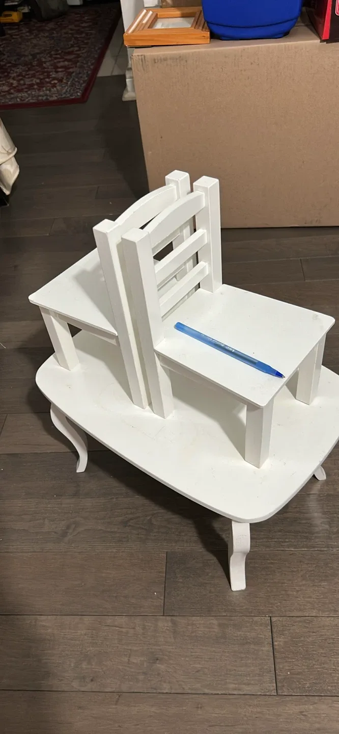 Kids White Table and Chairs Set thumbnail